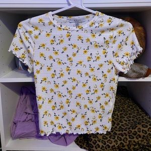 Slightly cropped floral shirt